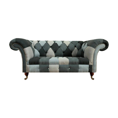 Meerkleurige luxe sofa tweezitsbank woonkamer textiel meubel zitbank Chesterfield