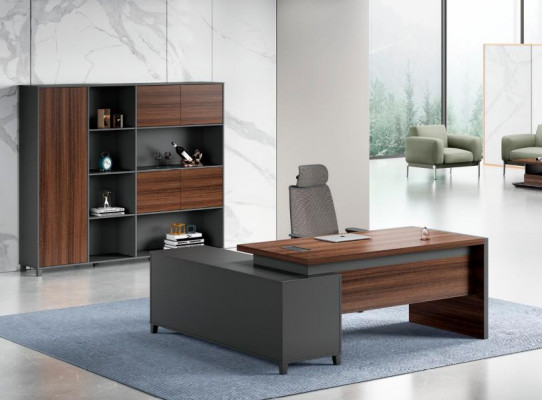 Zwart-Bruin Hoekbureau Designer Werkkamer Elegante Bureautafel