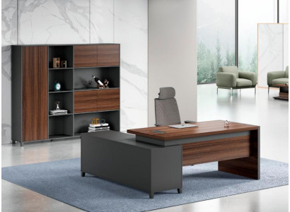 Zwart-Bruin Hoekbureau Designer Werkkamer Elegante Bureautafel