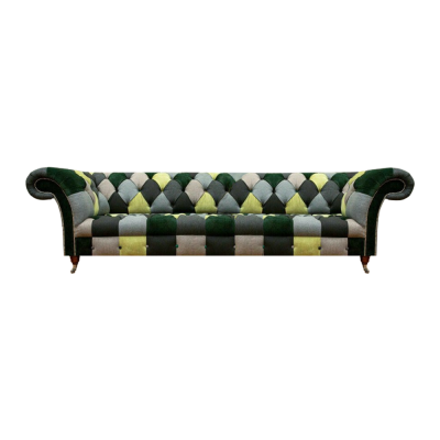 Moderne bank viersits meerkleurig woonkamer bankstel zitmeubel textiel Chesterfield