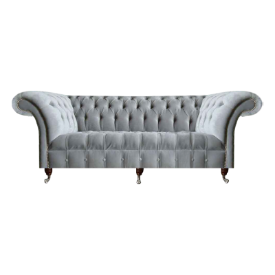 Woonkamer Grijze Driezitsbank Luxueuze Textielsofa Moderne Elegante Banken