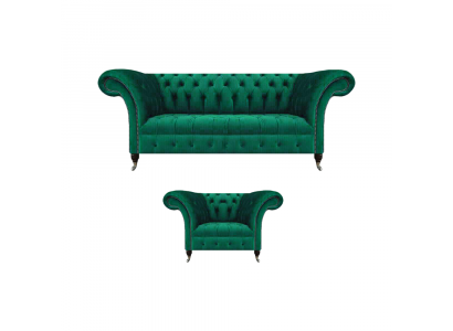 Woonkamer Groen Bank Driezitsbank Volledig Fauteuil Chesterfield Bankstel
