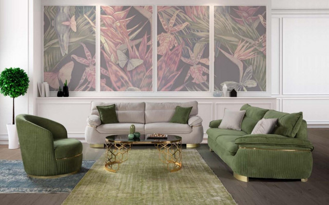 Sofaset 3+3+1 zits bank grijs bank stoffering set stof meubels