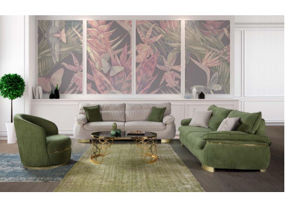 Sofaset 3+3+1 zits bank grijs bank stoffering set stof meubels