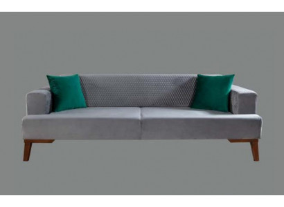 Elegante Grijze Bank Driepersoons Bankstel Woonkamer Zitmeubel Fluweel