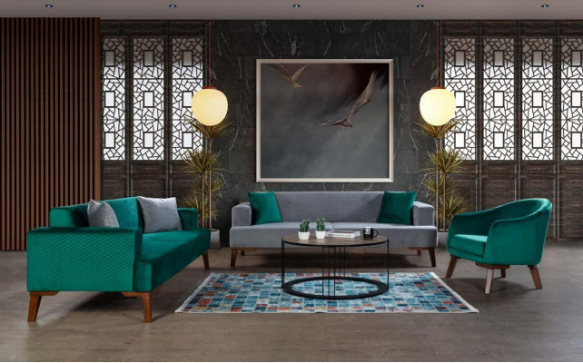 Elegante Turkoois Bank Driepersoonsbank Woonkamer Zitmeubels Fluweel