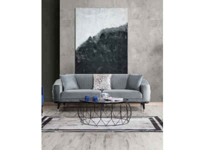 Grijze design bank sofa fluweel driezitter luxe banken meubels banken stof textiel