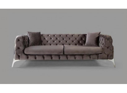 Chesterfield grijze bank 3-zits woonkamer banken textiel bekleding