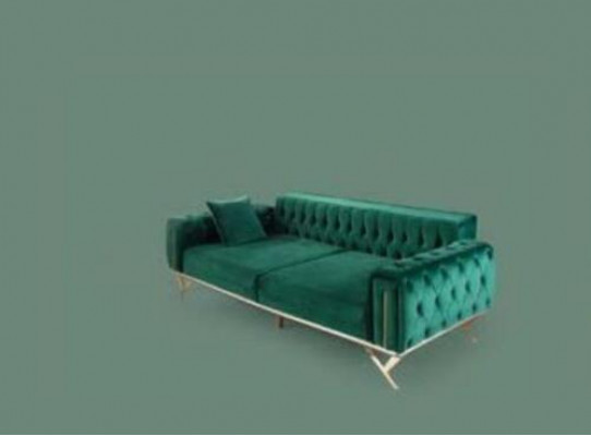 Groene Chesterfield bank driezitter zitbank meubels fluweel hout