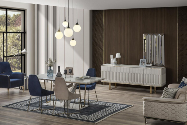 Garnituur eetkamerset eetkamer eettafel dressoir eetstoel eetkamerset eethoek 6-delig