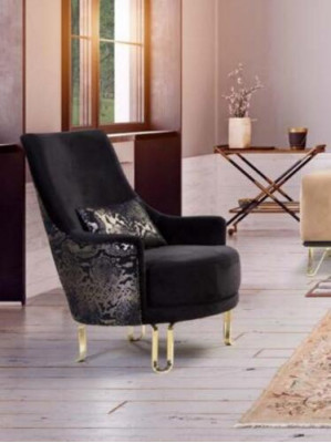 Sofa set zwart bankstel 3+3+1 zits fauteuil Elegante metaal fluweel