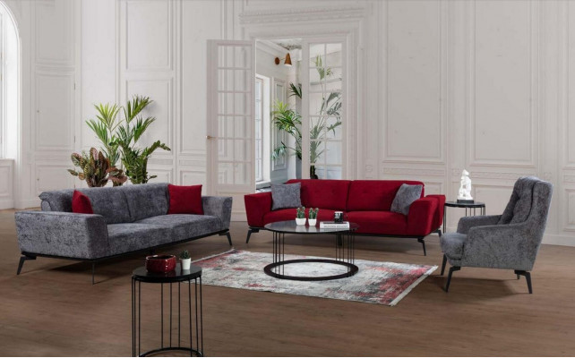 Bankstel 331 Zitkussen Bank Woonkamer Meubels Rood Grijs