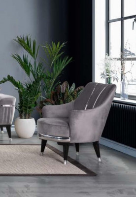 Fauteuil Eenzitterbank Woonkamer Textiel Stof Meubels Kleur Grijs