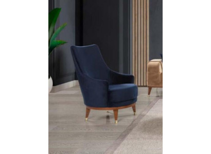 Moderne fauteuil woonkamer 1-zits designer lounge in de kleur blauw met hout
