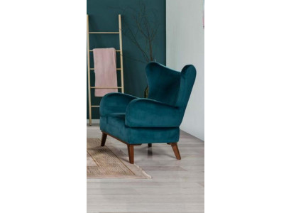 Fauteuil 1-zits ontwerp woonkamer gestoffeerd hout modern turquoise