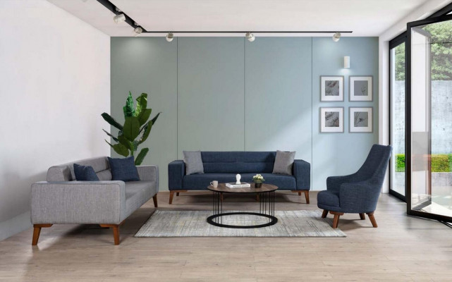 Luxe gestoffeerde textiel fauteuil, eenzitter fauteuil gestoffeerde meubels in het blauw