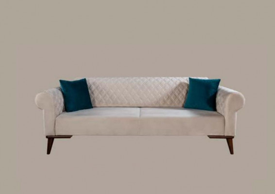 Beige driepersoonsbank Elegant bankstel Woonkamer Fluweel