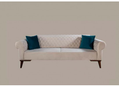 Beige driepersoonsbank Elegant bankstel Woonkamer Fluweel