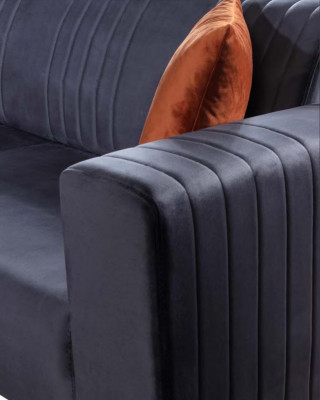 Grijze driezitsbank Elegante bank Zitmeubilair Woonkamer Fluweel