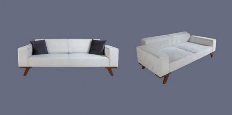 Moderne gestoffeerde bank van drie zitsbank meubels wit fluweel textiel