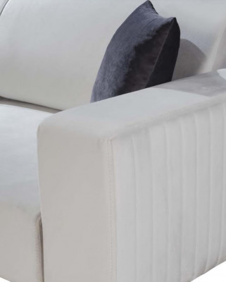 Moderne gestoffeerde bank van drie zitsbank meubels wit fluweel textiel