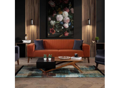 Oranje driezitsbank Elegant bankstel Woonkamerfluweel