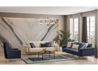 Bankstel set banken bank fauteuils driezits 3+3+1 zits stof groep nieuw