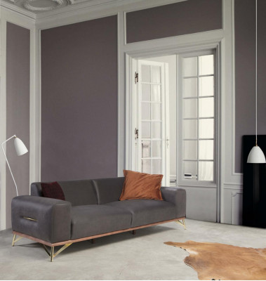 Driepersoons bank 3-zits luxe banken woonkamer inrichting modern stoffen ontwerp.