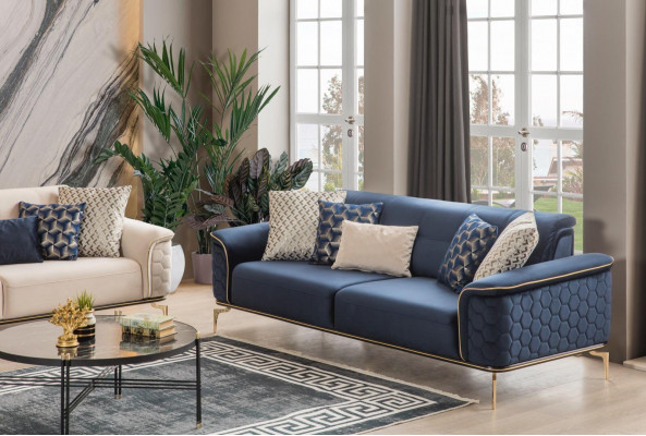 Driepersoonsbank 3-zits Luxe bankstellen Woonkamer Modern Stof Design Textielstoffen