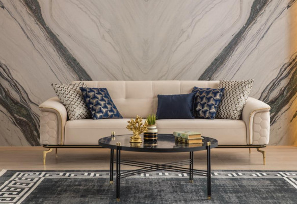 Driepersoons bank 3-zits luxe banken woonkamer meubels inrichting stof design