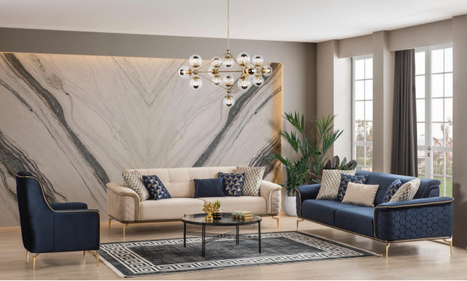 Driepersoons bank 3-zits luxe banken woonkamer meubels inrichting stof design