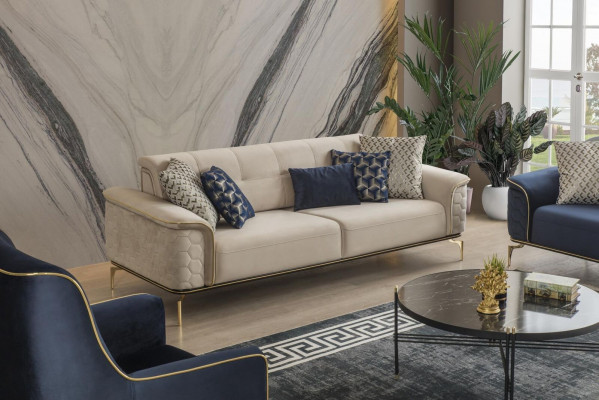 Driepersoons bank 3-zits luxe banken woonkamer meubels inrichting stof design