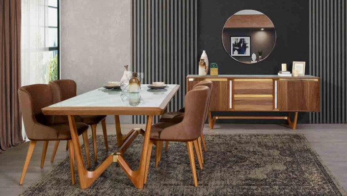 Eetkamerset Tafel Tafels 6-delig Set Nieuwe Eettafel 4x Stoelen Stoel Eetkamer Set