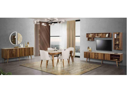 Garnituur Set Modern Tafel 6x Stoelen Stoel Compleet Eetkamergarnituur 7dlg. Eetkamer