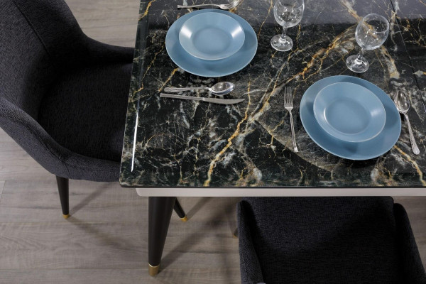 Luxe eetkamertafel ontwerp 4x stoelen eetgroep fauteuils set meubilair