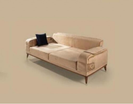 Moderne bank 3-zits kleur beige banken woonkamer design stijl hout