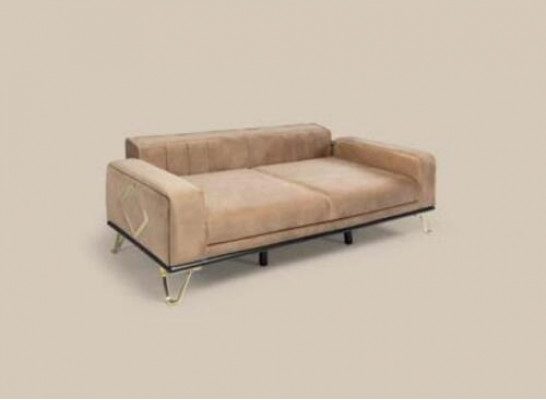 Moderne bank 3-zits woonkamer bank design meubels metaal beige bekleding