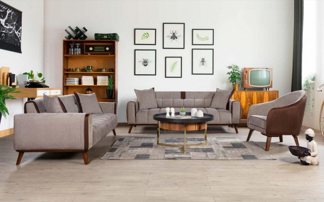 Sofa 3 zitplaatsen textiel bankstellen bank bekleding zitkussens driezitsbank
