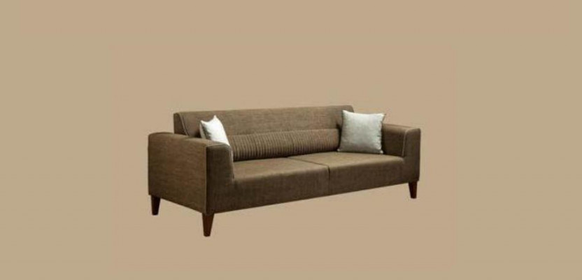 Sofaset 3+1 zitplaatsen gestoffeerde bank gestoffeerde meubels bruine stof