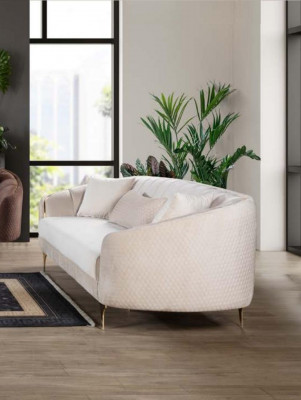 Bankstel 3-zits Textiel Banken Bank Meubels Moderne Driezits Beige Velours