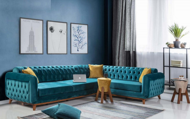 Hoekbank L-vorm Textiel Luxe Bankstel Woonlandschap Bekleding Bank Meubels