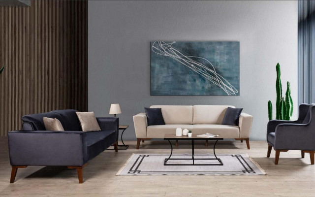 Sofaset 3+3+1 zitsbank bankstel textiel stoel woonkamer