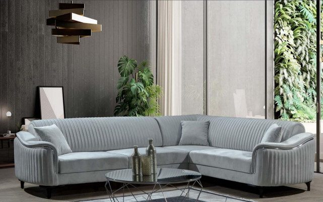 Stoffen hoekbank L-vorm bank gestoffeerde textiel loungeset fluweel grijs 310x240