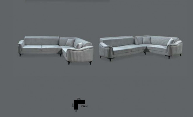 Stoffen hoekbank L-vorm bank gestoffeerde textiel loungeset fluweel grijs 310x240