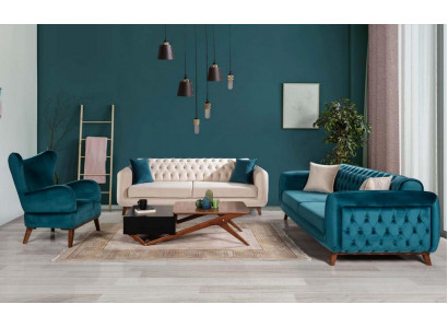 Bankstel set 3+3+1 Gestoffeerde bank van stof Woonkamer Chesterfield 3-delig