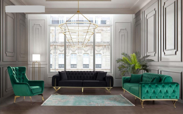 Sofa set 3+3+1 zitplaatsen fauteuils banken Driezitter Chesterfield-set