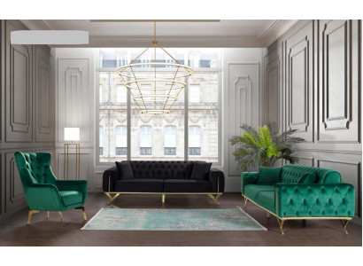 Sofa set 3+3+1 zitplaatsen fauteuils banken Driezitter Chesterfield-set