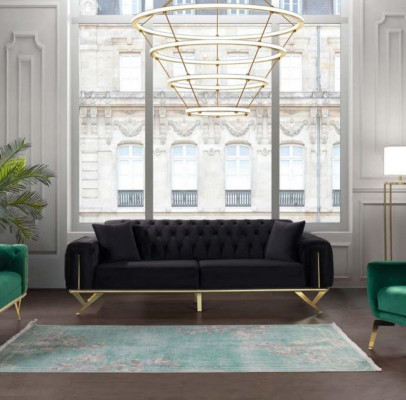 Sofa set 3+3+1 zitplaatsen fauteuils banken Driezitter Chesterfield-set