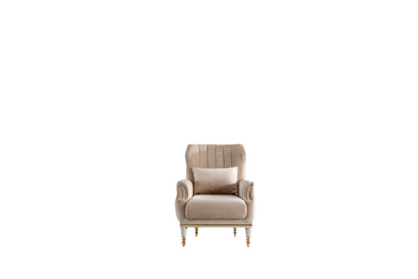 Fauteuil Beige Elegant gestoffeerd Stof 1-Zits Chesterfield Modern Woonkamer Nieuw