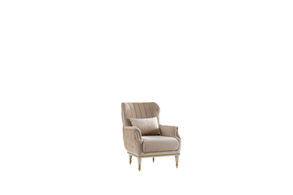 Fauteuil Beige Elegant gestoffeerd Stof 1-Zits Chesterfield Modern Woonkamer Nieuw